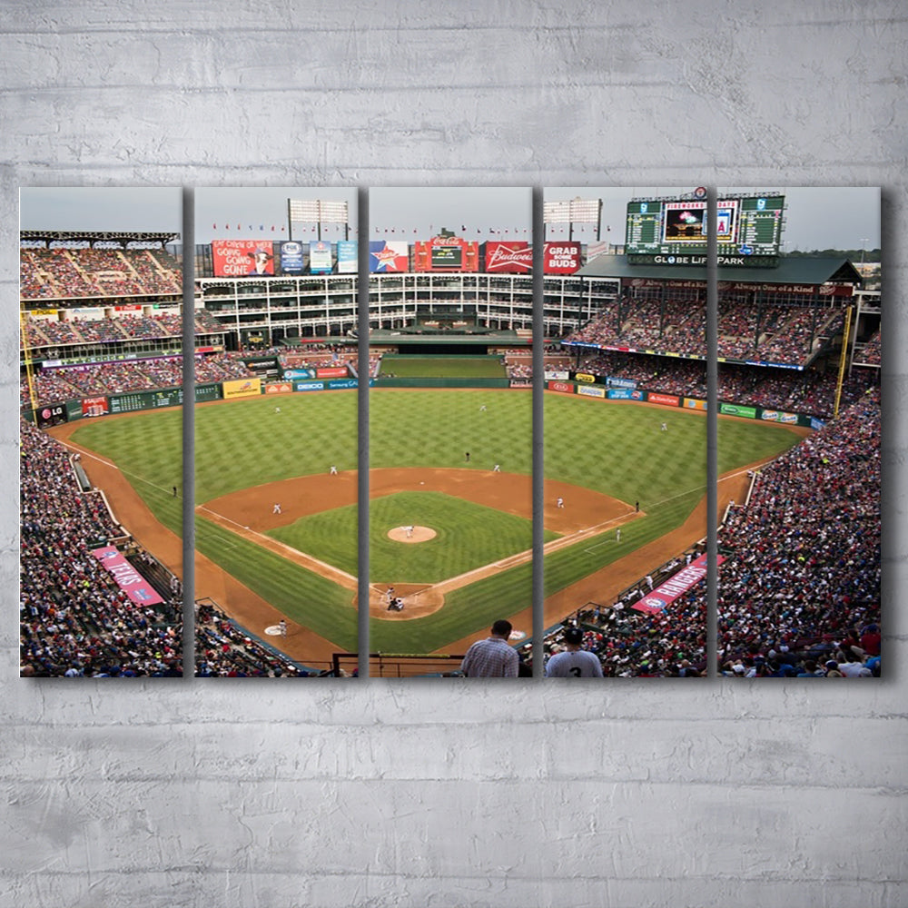 Globe Life Park, Stadium Canvas, Sport Art, 5 Panel B, Extra Large Canvas, Canvas Print Wall Art