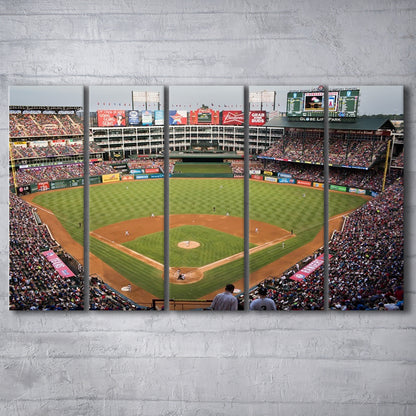 Globe Life Park, Stadium Canvas, Sport Art, 5 Panel B, Extra Large Canvas, Canvas Print Wall Art