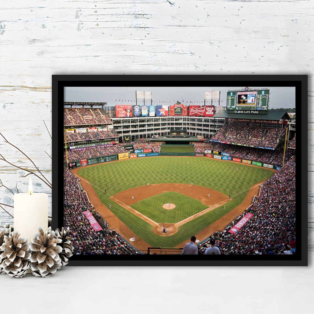 Globe Life Park, Stadium Canvas, Sport Art, Framed Canvas Print Wall Art, Floating Frame