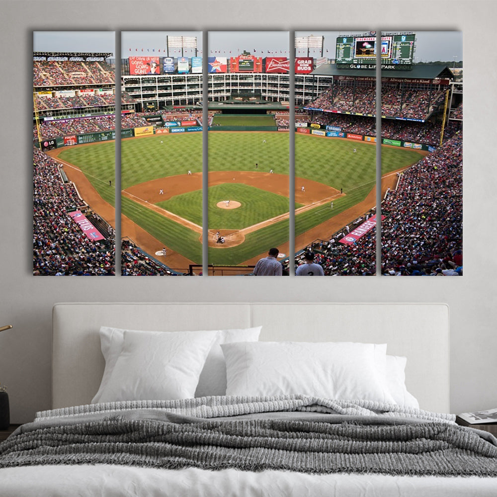 Globe Life Park, Stadium Canvas, Sport Art, 5 Panel B, Extra Large Canvas, Canvas Print Wall Art