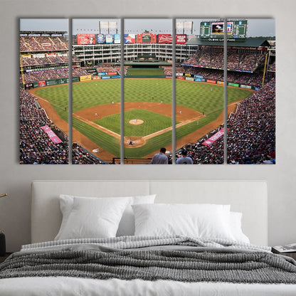 Globe Life Park, Stadium Canvas, Sport Art, 5 Panel B, Extra Large Canvas, Canvas Print Wall Art