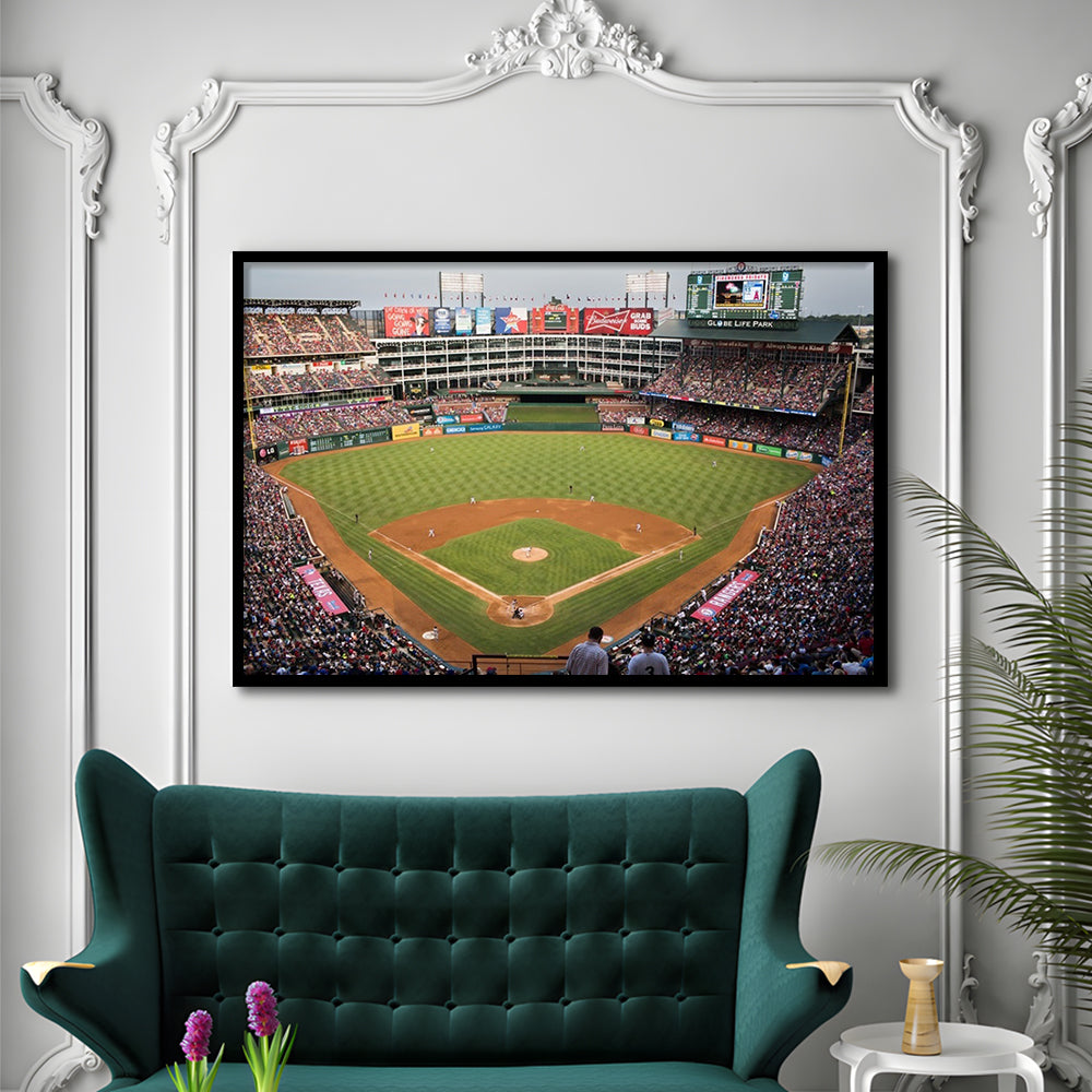 Globe Life Park, Stadium Canvas, Sport Art, Gift for him, Framed Art Print Wall Decor, Picture Framed