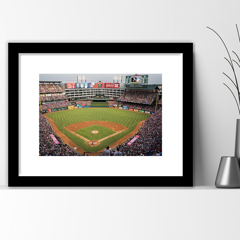 Globe Life Park, Stadium Canvas, Sport Art, Gift for him, White Border Framed Art Print Wall Decor