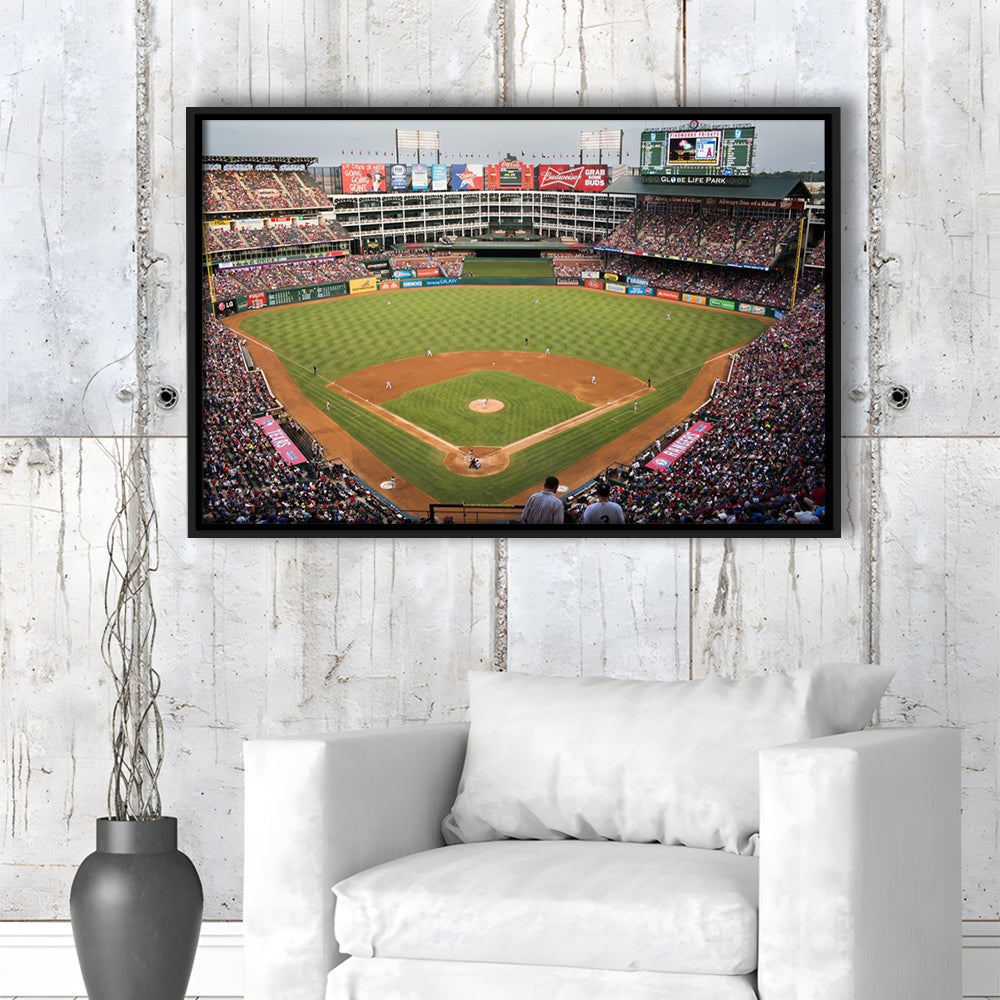 Globe Life Park, Stadium Canvas, Sport Art, Framed Canvas Print Wall Art, Floating Frame
