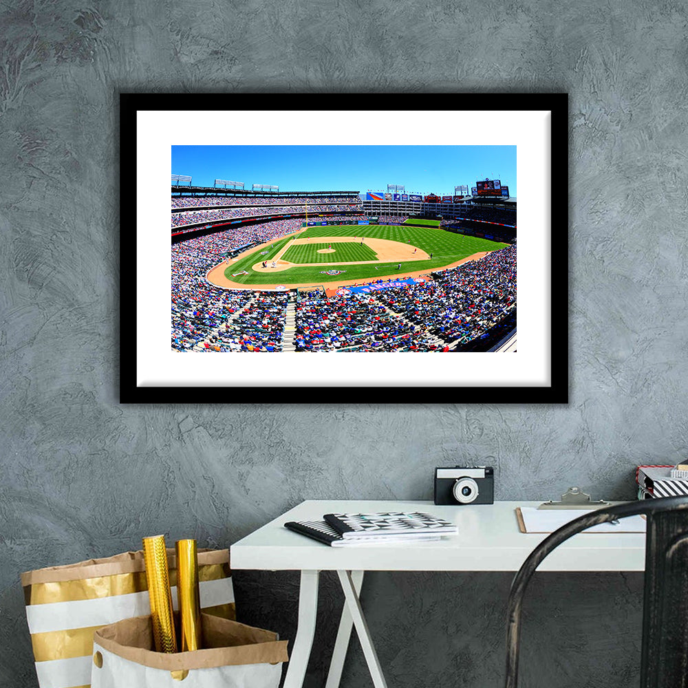 Globe Rangers Stadium Life, Stadium Canvas, Sport Art, Gift for him, White Border Framed Art Print Wall Decor