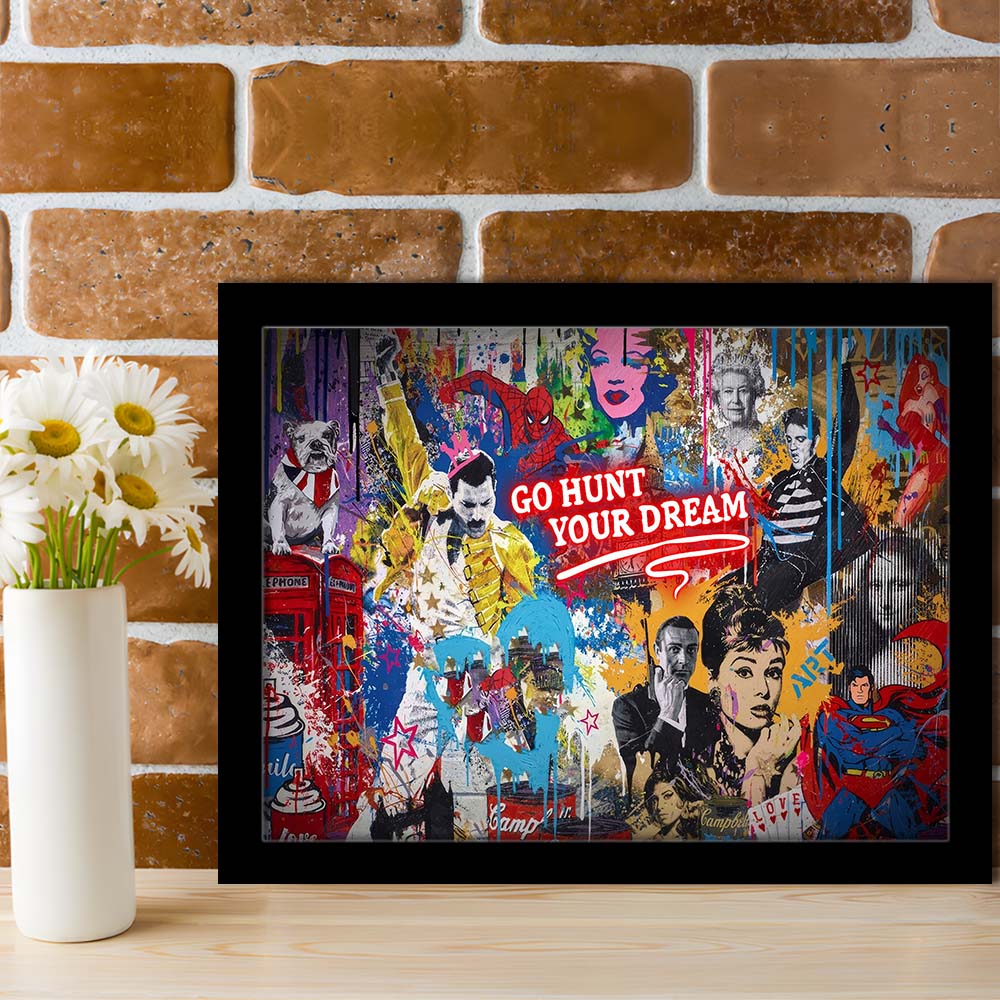 Go Hunt Your Dream Art Print, Framed Art Print Wall Decor, Neon Art Print, Picture Framed