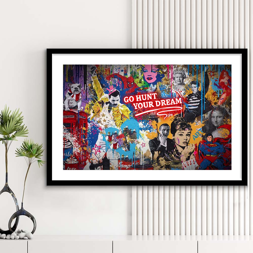 Go Hunt Your Dream Art Print, Framed Art Print Wall Decor, White Border, Framed Picture