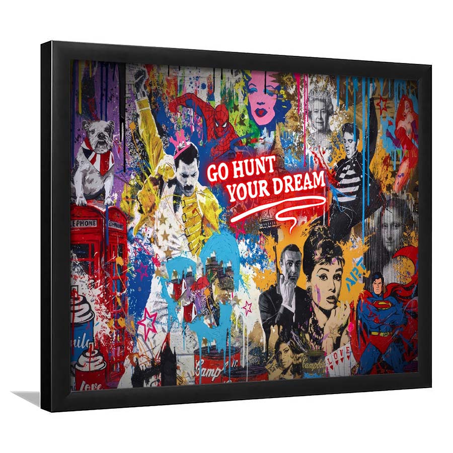 Go Hunt Your Dream Art Print, Framed Art Print Wall Decor, Neon Art Print, Picture Framed