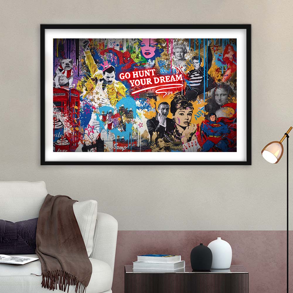 Go Hunt Your Dream Art Print, Framed Art Print Wall Decor, White Border, Framed Picture