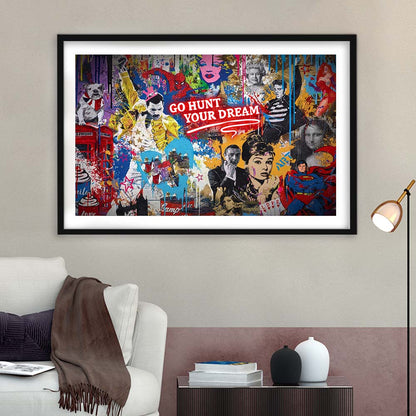 Go Hunt Your Dream Art Print, Framed Art Print Wall Decor, White Border, Framed Picture