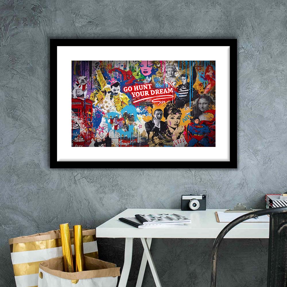 Go Hunt Your Dream Art Print, Framed Art Print Wall Decor, White Border, Framed Picture