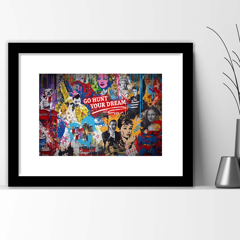 Go Hunt Your Dream Art Print, Framed Art Print Wall Decor, White Border, Framed Picture