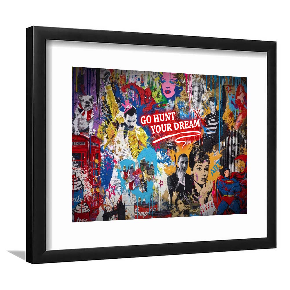 Go Hunt Your Dream Art Print, Framed Art Print Wall Decor, White Border, Framed Picture