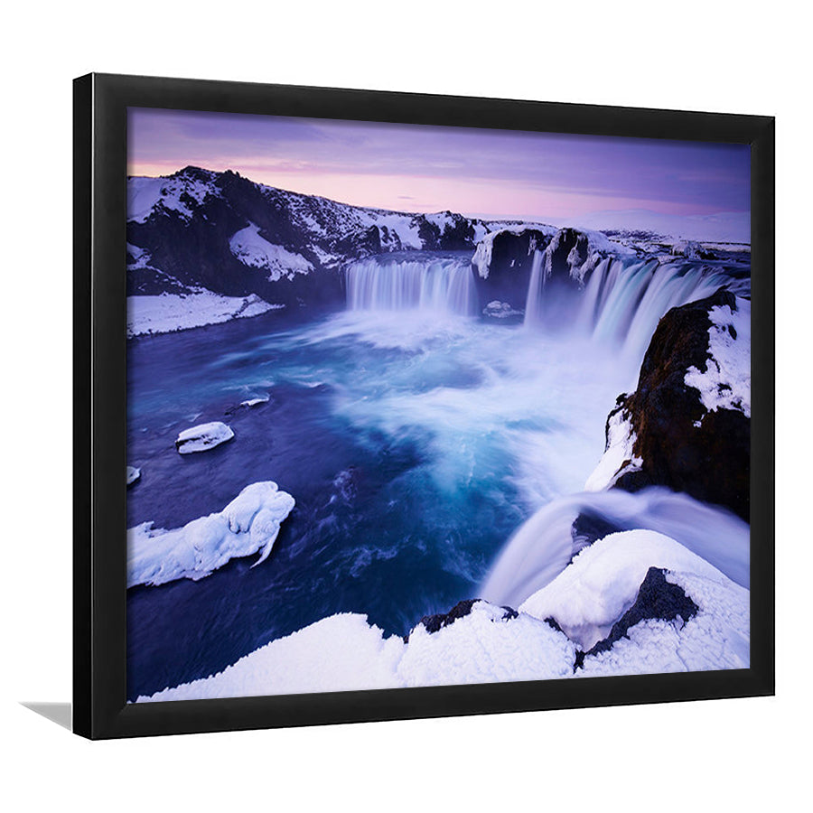 Godafoss Waterfall  Iceland waterfall art Iceland art Sunset waterfall, Framed Art Print Wall Decor, Picture Framed