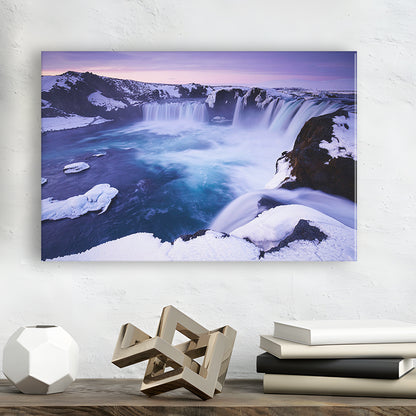 Godafoss Waterfall  Iceland Waterfall Art Iceland Art Sunset Waterfall, Canvas Print Wall Art, Wall Decor, Painting Canvas