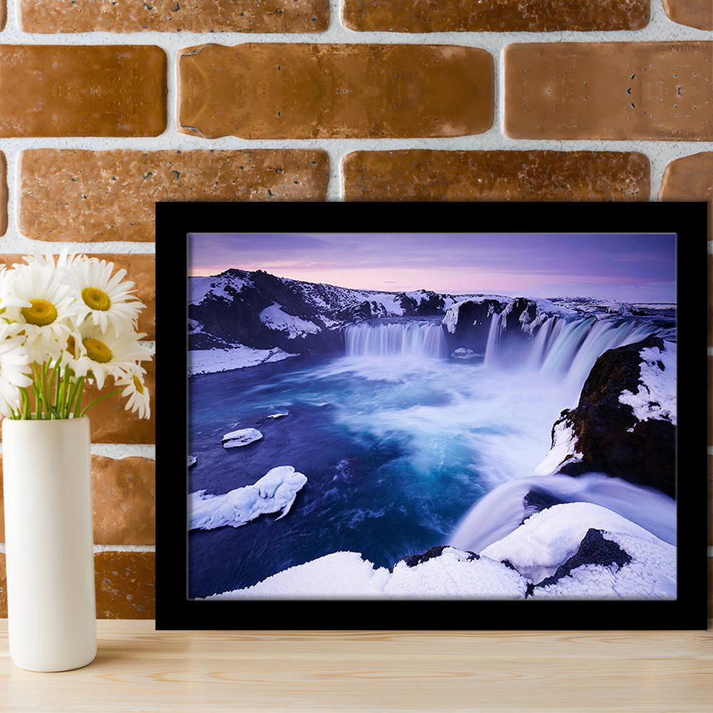 Godafoss Waterfall  Iceland waterfall art Iceland art Sunset waterfall, Framed Art Print Wall Decor, Picture Framed