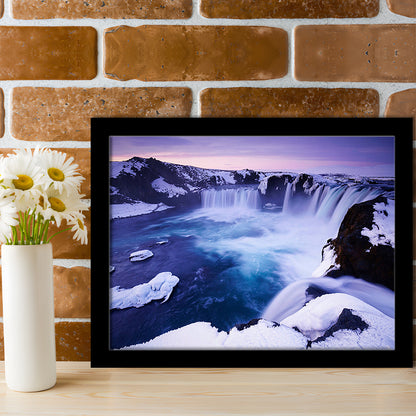 Godafoss Waterfall  Iceland waterfall art Iceland art Sunset waterfall, Framed Art Print Wall Decor, Picture Framed