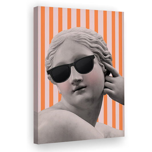Goddess Print Ancient Aesthetic Statue Head Print Artemis Print,Orange Wall Print, Canvas Prints Wall Art