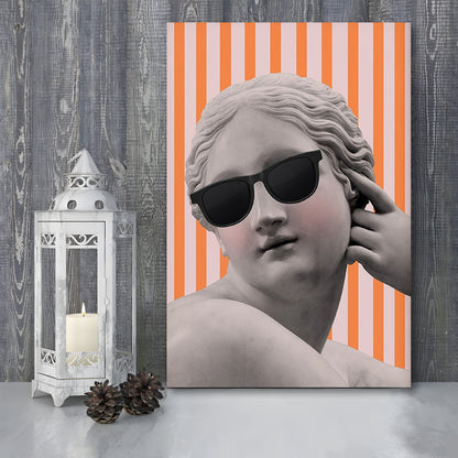 Goddess Print Ancient Aesthetic Statue Head Print Artemis Print,Orange Wall Print, Canvas Prints Wall Art