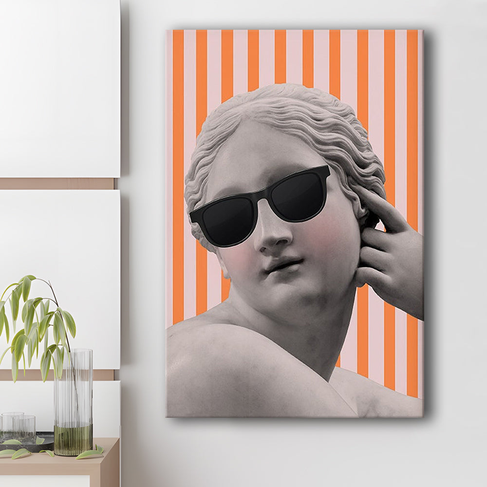 Goddess Print Ancient Aesthetic Statue Head Print Artemis Print,Orange Wall Print, Canvas Prints Wall Art