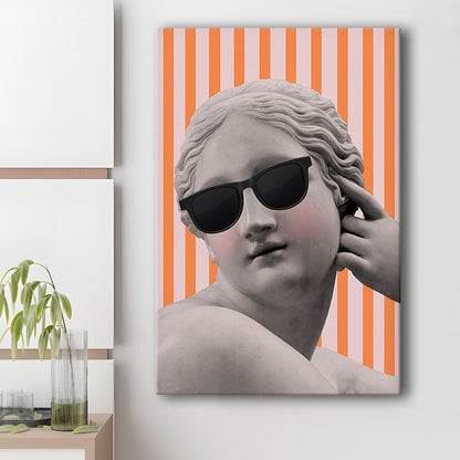 Goddess Print Ancient Aesthetic Statue Head Print Artemis Print,Orange Wall Print, Canvas Prints Wall Art
