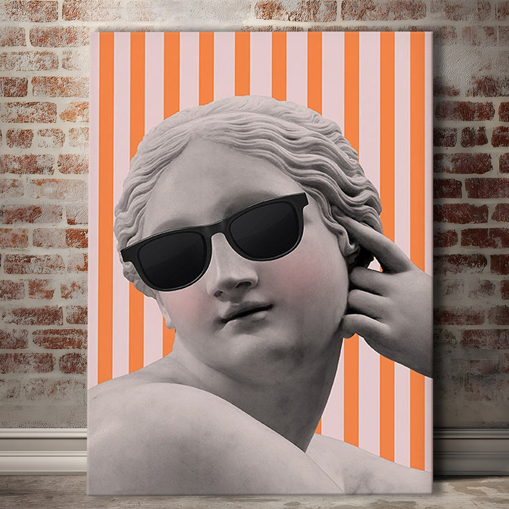 Goddess Print Ancient Aesthetic Statue Head Print Artemis Print,Orange Wall Print, Canvas Prints Wall Art