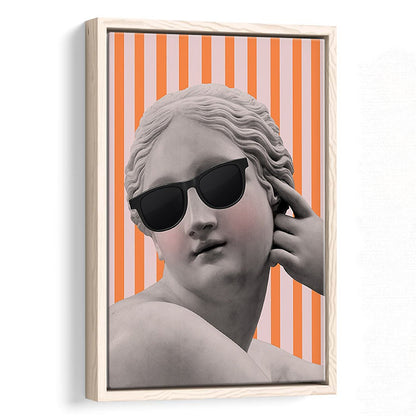 Goddess Print Ancient Aesthetic Statue Head Print Artemis Print,Orange Wall Print, Framed Canvas Prints Wall Art
