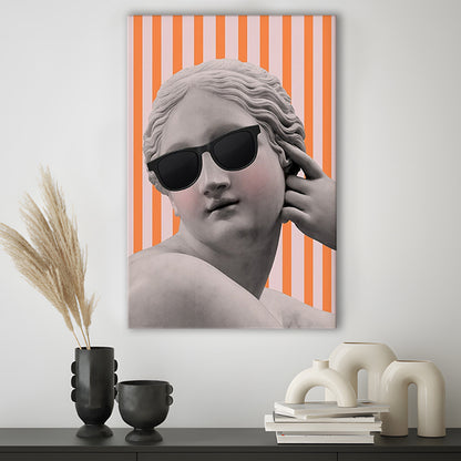 Goddess Print Ancient Aesthetic Statue Head Print Artemis Print,Orange Wall Print, Canvas Prints Wall Art
