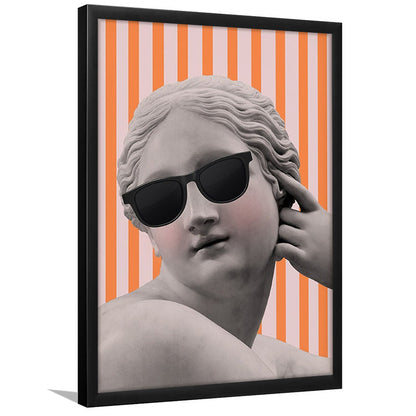 Goddess Print Ancient Aesthetic Statue Head Print Artemis Print,Orange Wall Print, Framed Art Prints Wall Decor