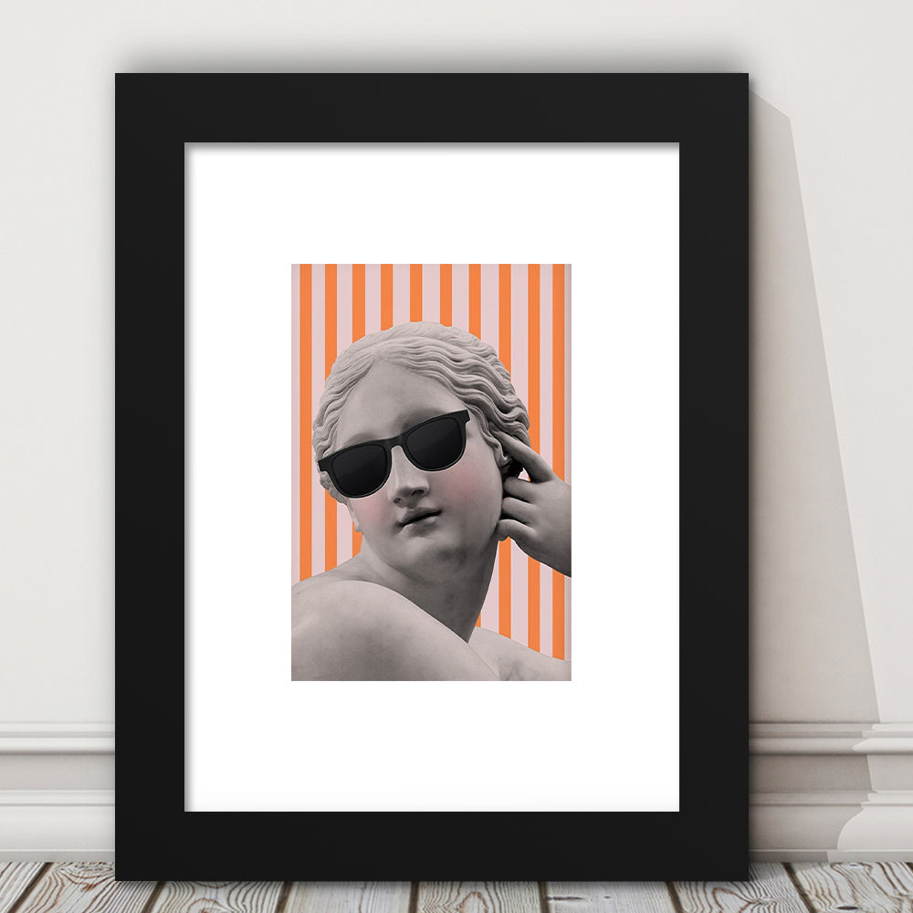 Goddess Print Ancient Aesthetic Statue Head Print Artemis Print,Orange Wall Print, Framed Art Prints White Border Wall Decor