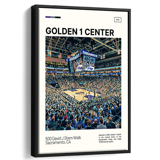Golden 1 Center Print, Sacramento Kings Stadium Canvas Art, Man Cave Gift, Floating Framed Canvas Print Wall Art