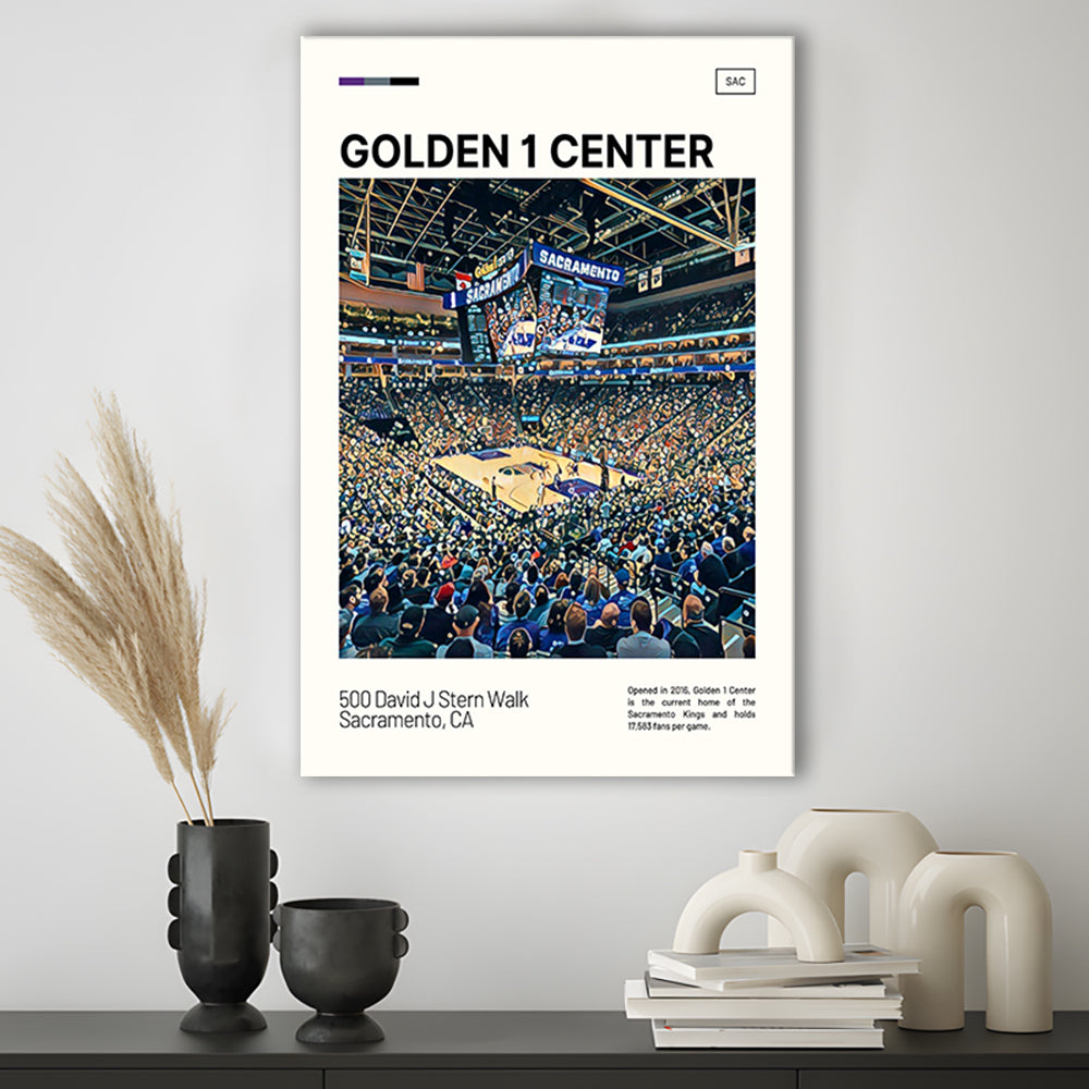 Golden 1 Center Print, Sacramento Kings Stadium Canvas Art, Fan Gifts, Sport Art, Canvas Print Wall Art