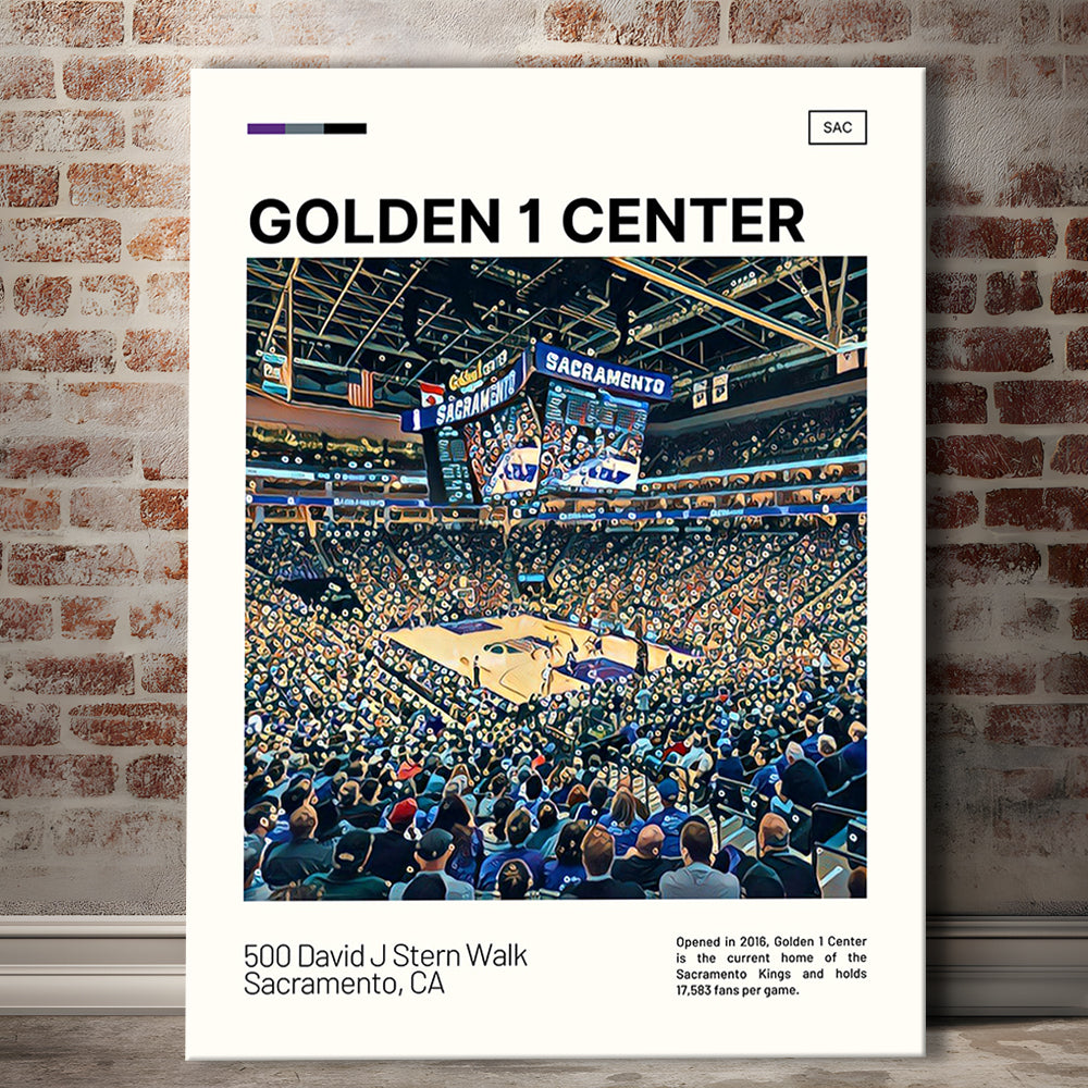 Golden 1 Center Print, Sacramento Kings Stadium Canvas Art, Fan Gifts, Sport Art, Canvas Print Wall Art