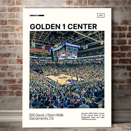 Golden 1 Center Print, Sacramento Kings Stadium Canvas Art, Fan Gifts, Sport Art, Canvas Print Wall Art
