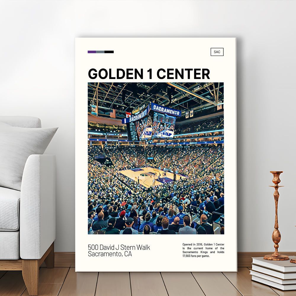 Golden 1 Center Print, Sacramento Kings Stadium Canvas Art, Fan Gifts, Sport Art, Canvas Print Wall Art
