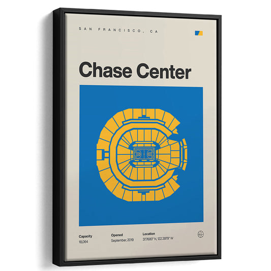 Golden State Warriors Stadium Print, Chase Center Stadium Print, Man Cave Gift, Floating Framed Canvas Print Wall Art