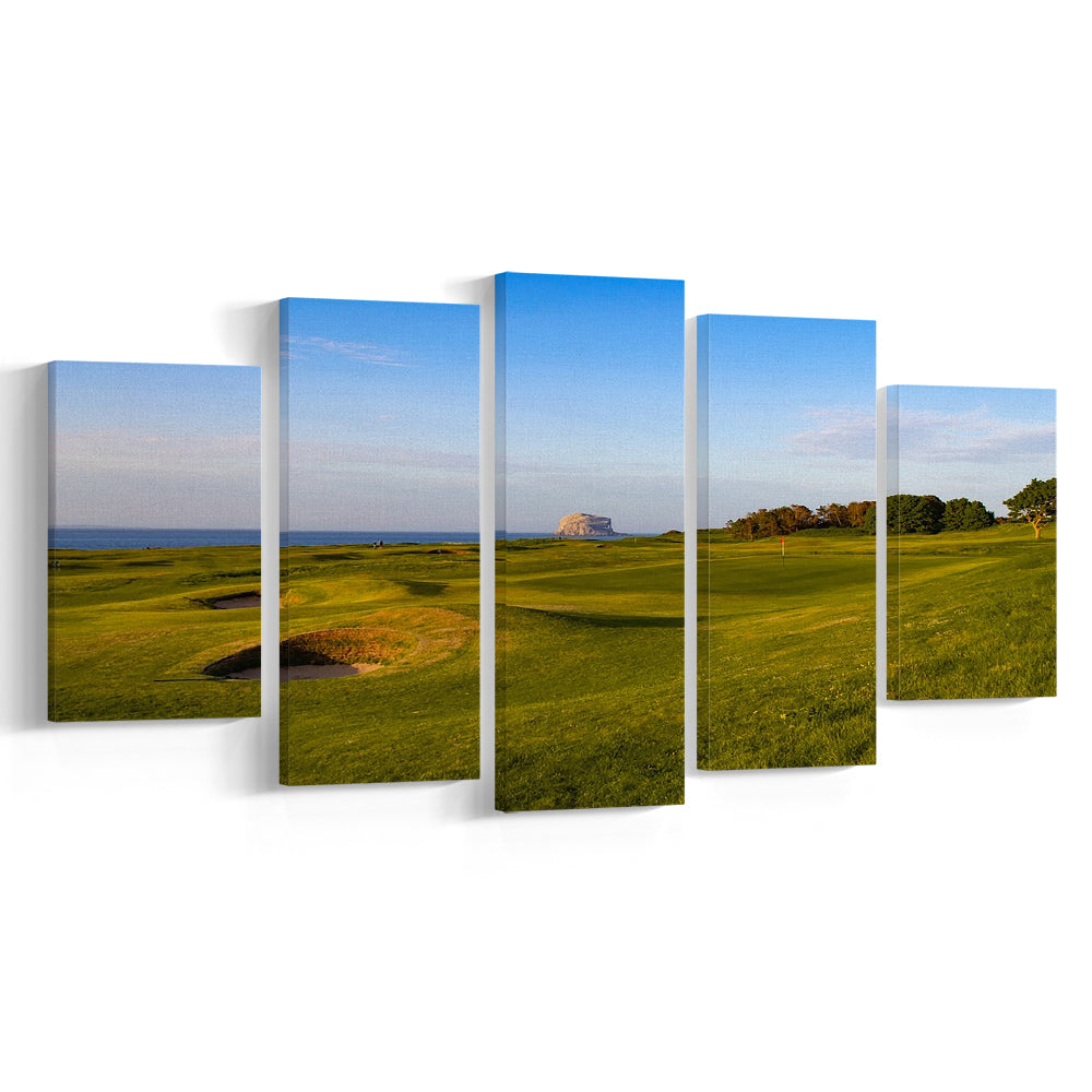 Golf Course Scotland Links Camera, Golf Art Print, 5 Pieces Mixed Canvas Print Wall Art