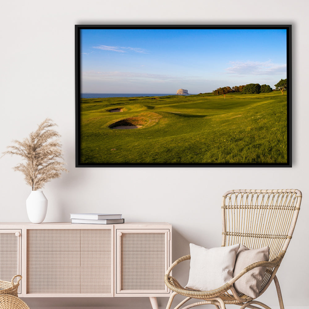 Golf Course Scotland Links Camera, Floating Framed Canvas Print Wall Art