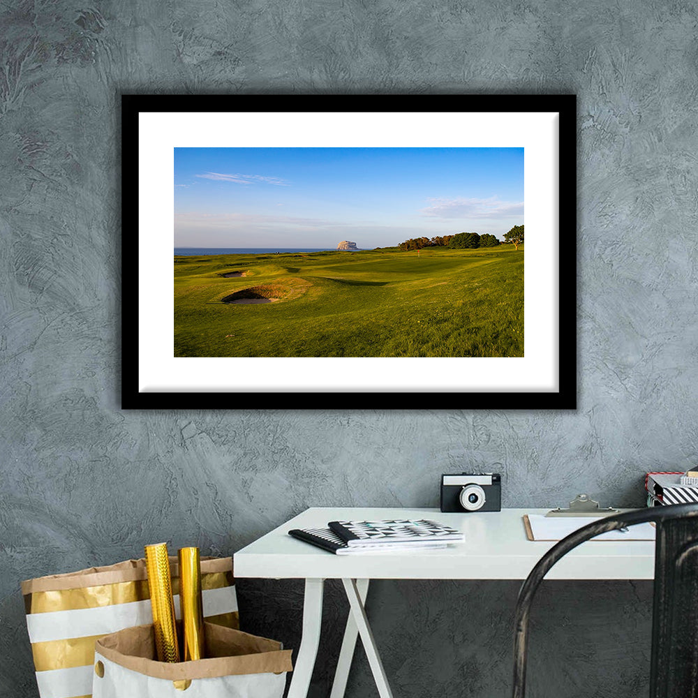 Golf Course Scotland Links Camera, Goft Art Print, Framed Art Print White Border Wall Decor