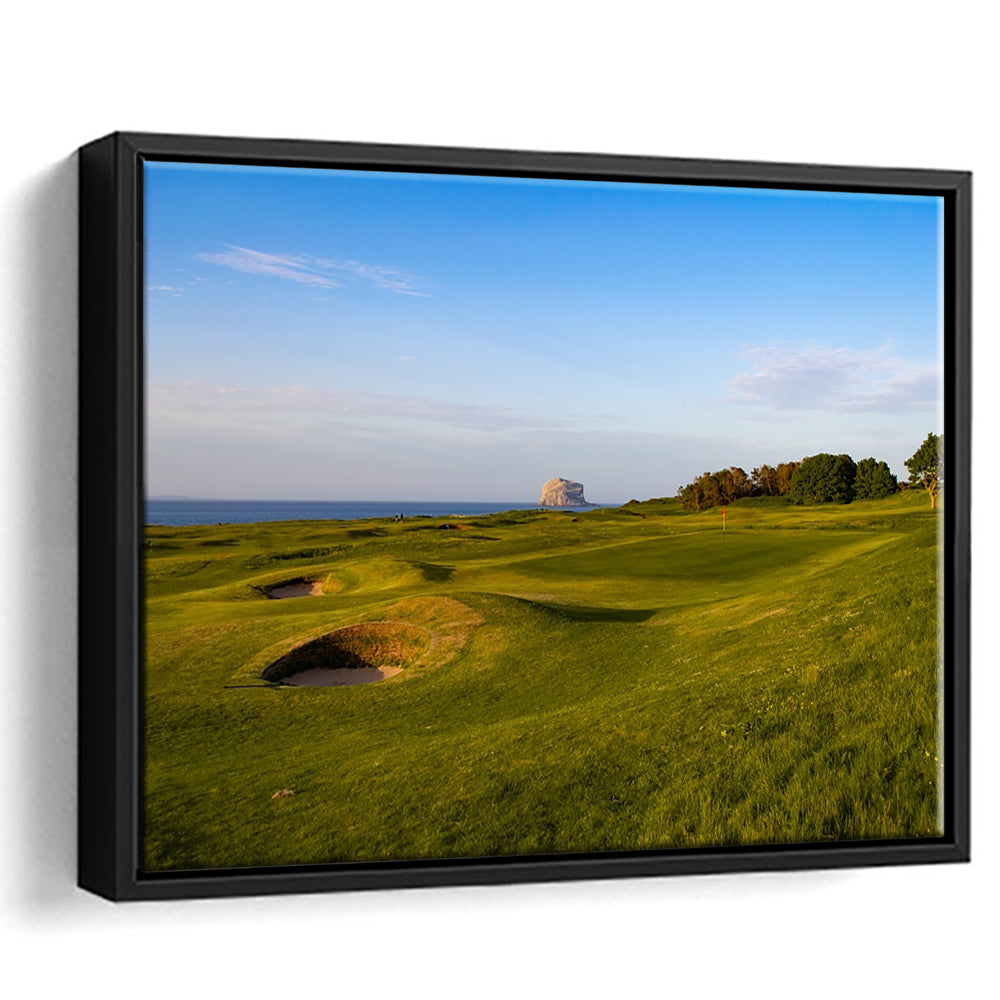 Golf Course Scotland Links Camera, Floating Framed Canvas Print Wall Art