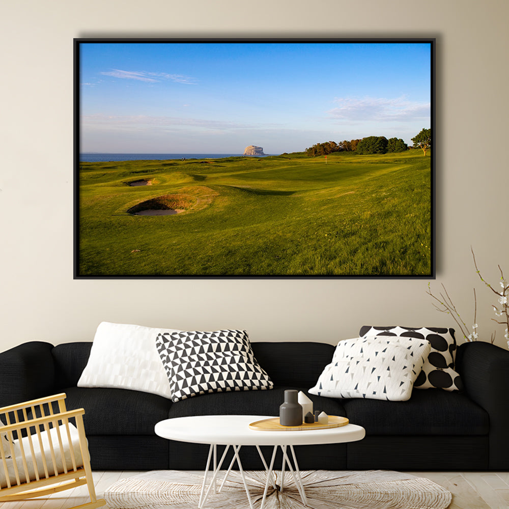 Golf Course Scotland Links Camera, Floating Framed Canvas Print Wall Art