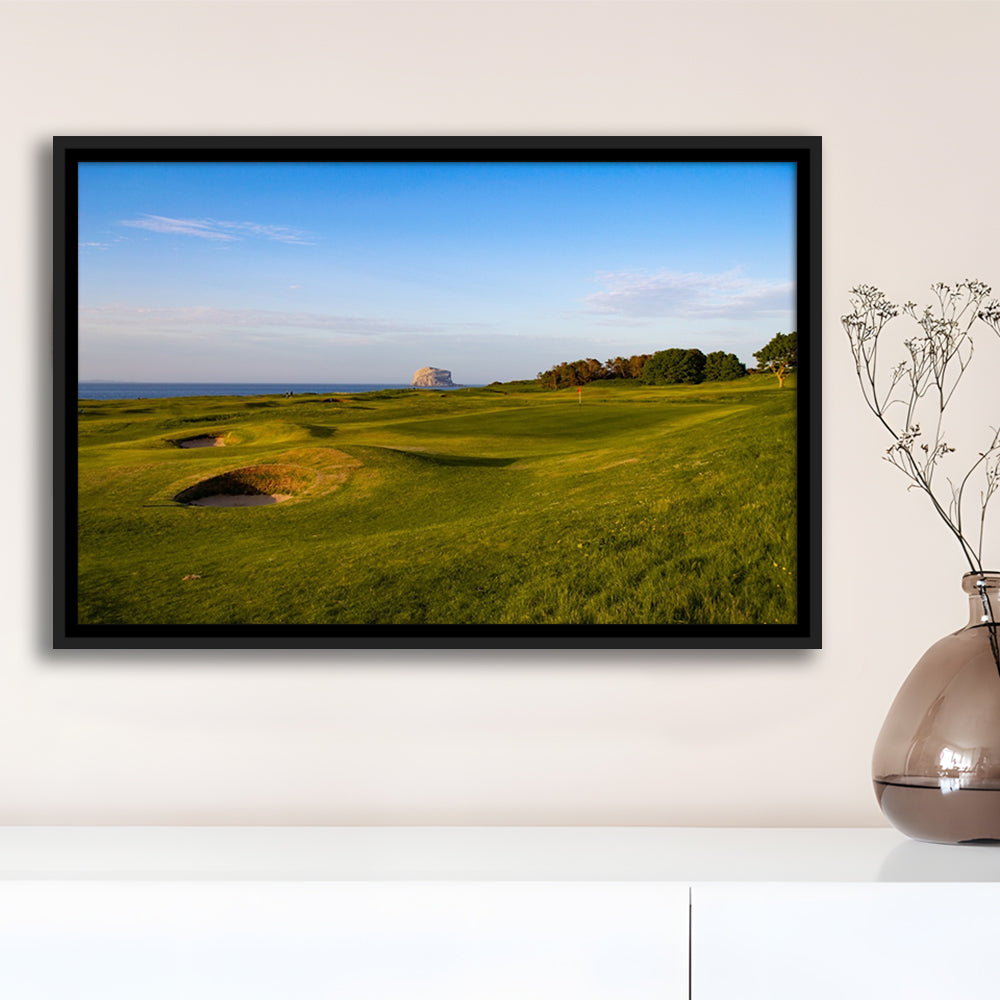 Golf Course Scotland Links Camera, Floating Framed Canvas Print Wall Art