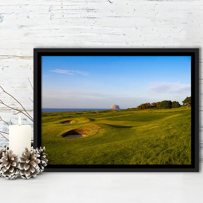 Golf Course Scotland Links Camera, Floating Framed Canvas Print Wall Art