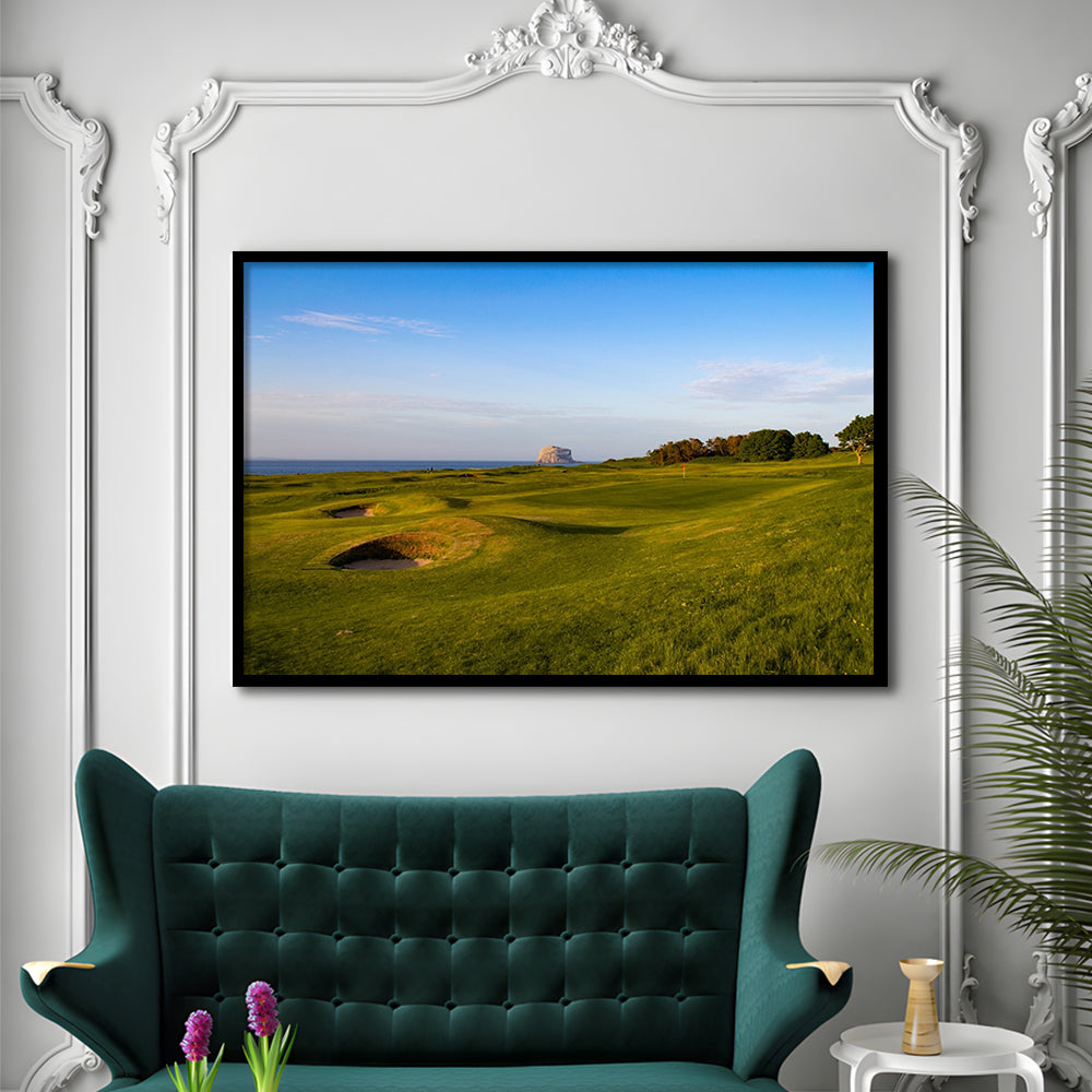 Golf Course Scotland Links Camera, Framed Art Print Wall Decor, Picture Framed