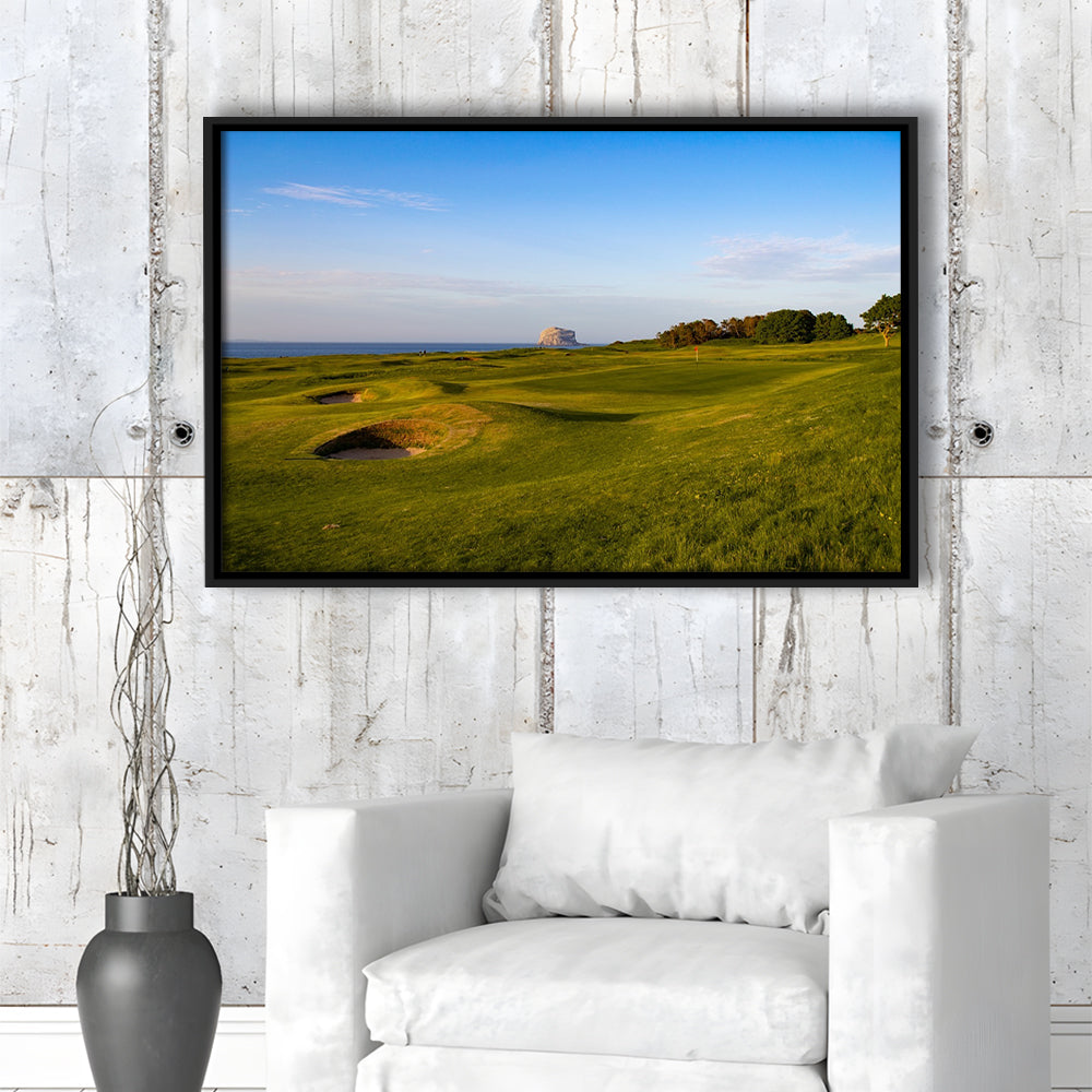 Golf Course Scotland Links Camera, Floating Framed Canvas Print Wall Art