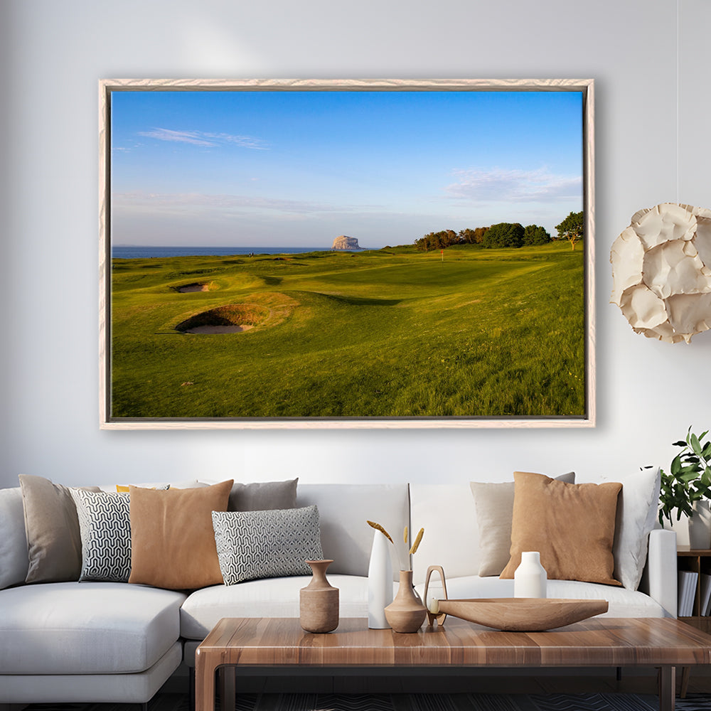 Golf Course Scotland Links Camera, Floating Framed Canvas Print Wall Art