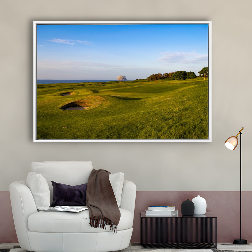 Golf Course Scotland Links Camera, Floating Framed Canvas Print Wall Art