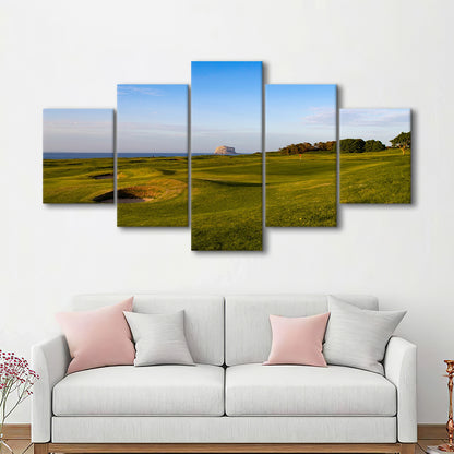 Golf Course Scotland Links Camera, Golf Art Print, 5 Pieces Mixed Canvas Print Wall Art