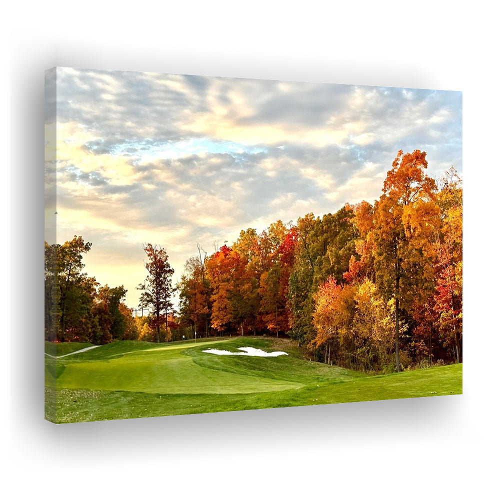 Golf Course In The Fall With Foliage, Golf Art Print,Gifts Golf Lover
