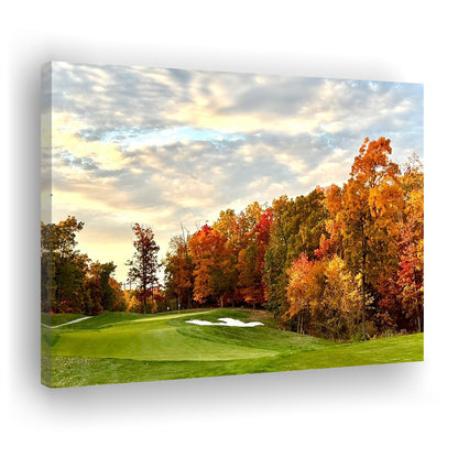 Golf Course In The Fall With Foliage, Golf Art Print,Gifts Golf Lover